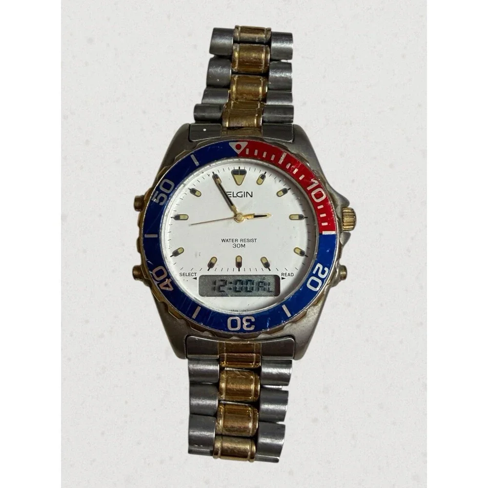 Vintage Elgin Gold Two Toned Wristwatch Half Working